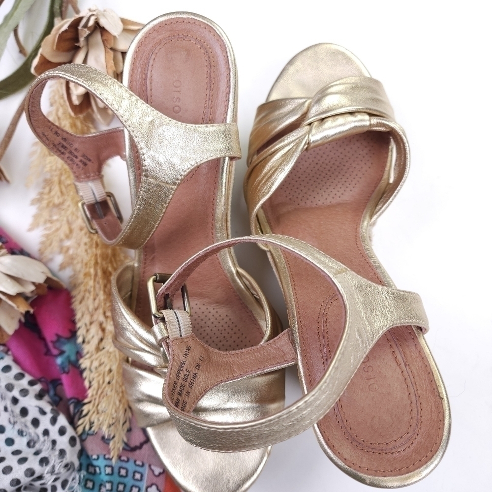 Corso Como Cream Gold Platform Wedge Sandals Sz 8½m - Picture 6 of 14